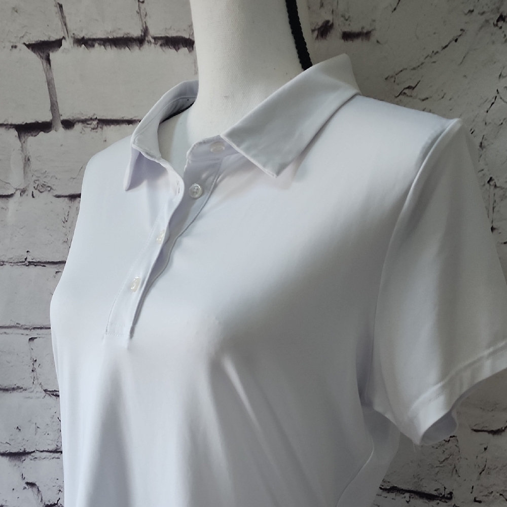 ISEEGZ White Short Sleeve Polo Shirt Golf Activewear Tennis Womens Size M - Picture 3 of 13